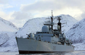 Prince Charles and the King of Norway have visited HMS Liverpool in Bergen as she finishes her final exercise for the Royal Navy.