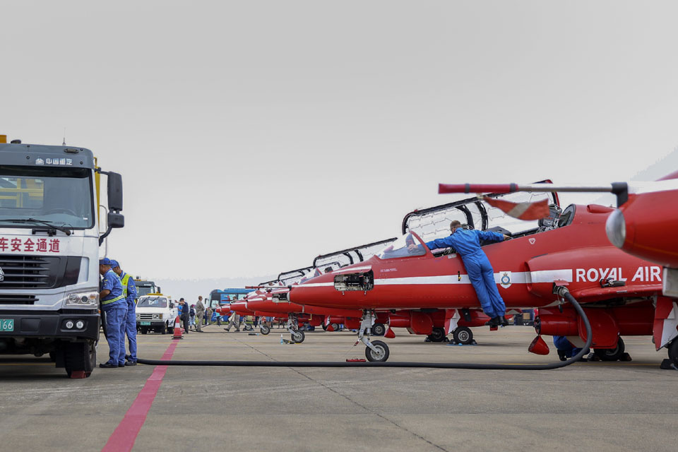 The Red Arrows perform first ever public display in China (Photo credit: Ministry of Defence UK Crown Copyright SAC Gina Edgcumbe)