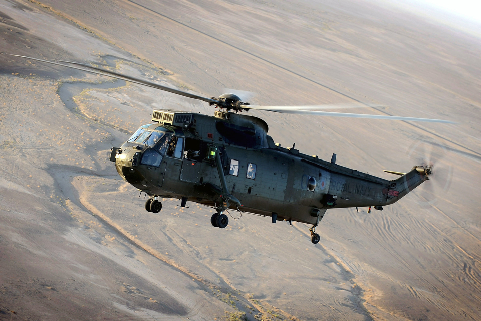 A Royal Navy Sea King Mk4 helicopter