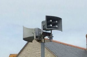 One of four flood sirens found at Chiswell Beach in Portland, Dorset