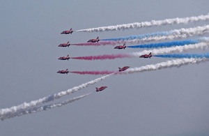 RAF Red Arrows perform spectacular finale to Chinese visit (Photo credit: Ministry of Defence UK Crown Copyright SAC Gina Edgcumbe)