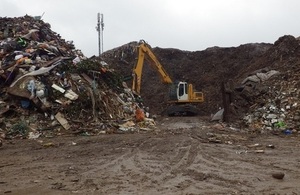A picture of the waste pile at the site.