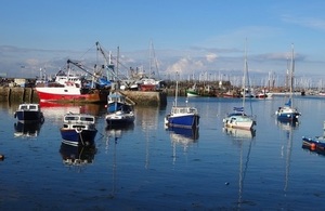 Brixham fishing harbour, Torbay, boats and deep-sea