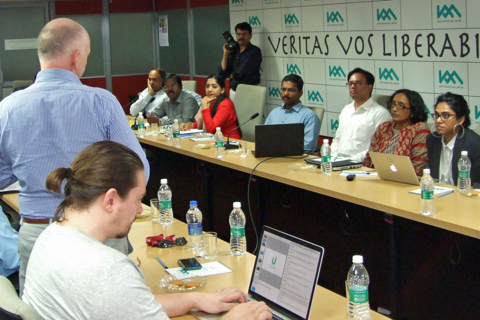 Mission participants meet the Kochi Metro Rail Limited team.