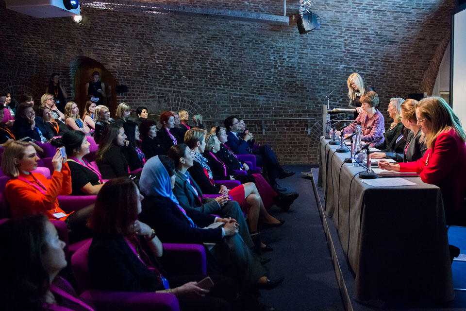 A panel of Emma Barnett, Hazel Moore, Jenny Tooth, Joyeeta Das and Fiona Marshall at the Women in Innovation Awards.