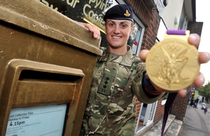 Captain Heather Stanning with her Olympic gold medal [Picture: Corporal Steve Blake, Crown Copyright/MOD 2012]