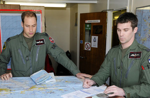 Flight Lieutenant William Wales (left) and a fellow crew member prepare for their first sortie of their six-week deployment in the Falkland Islands [Picture: Sergeant Andy Malthouse ABIPP, Crown Copyright/MOD 2012]