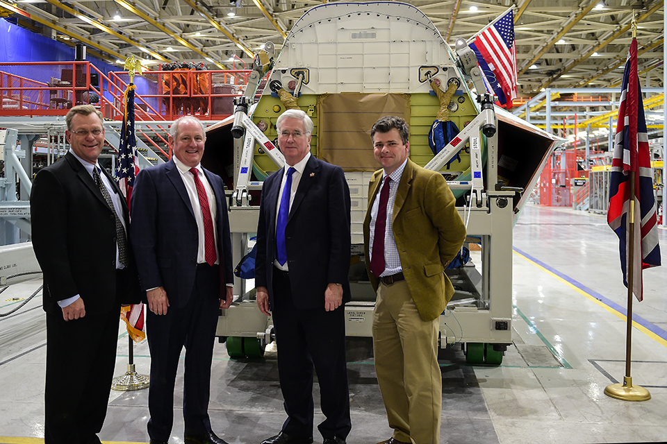 Defence Secretary Sir Michael Fallon visits the Northrop Grumman F35 production line. Crown Copyright