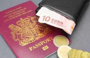 British passport and Euro currency