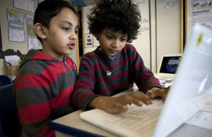 Primary school children using a computer