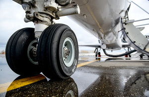 Aircraft landing on the runway