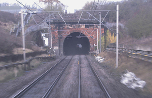 Rear facing CCTV image of Stowe Hill Tunnel (courtesy of Virgin Trains)