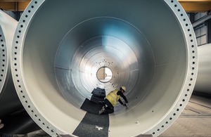 Wind turbine being constructed in CS Wind's Factory