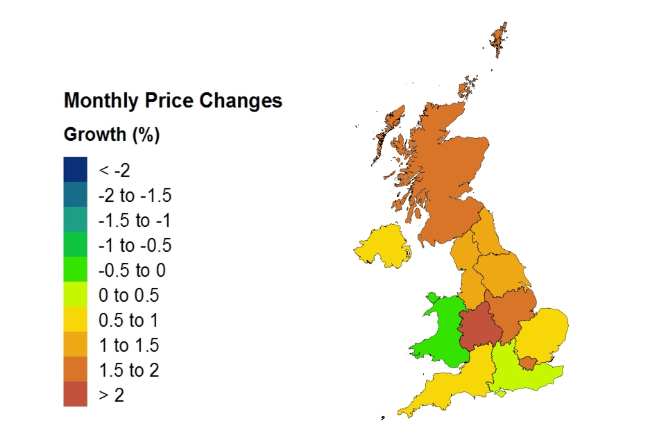 Price changes by country and government office region