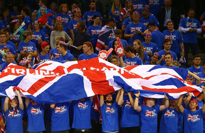 Great Britain fans at Davis Cup match
