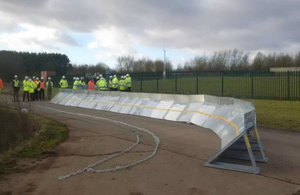 Environment Agency staff and partners during the temporary flood defence exercise