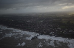 Waves hit the shore