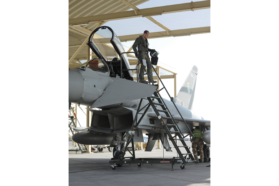 An RAF Typhoon from 6 Squadron at Al Dhafra Air Base