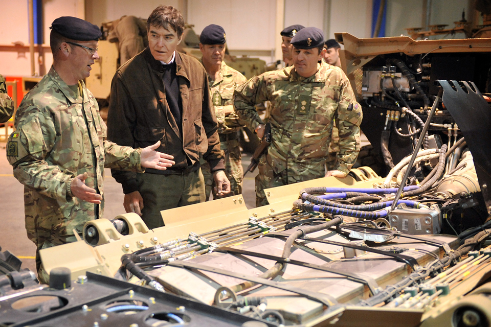Philip Dunne is shown a Foxhound vehicle stripped down