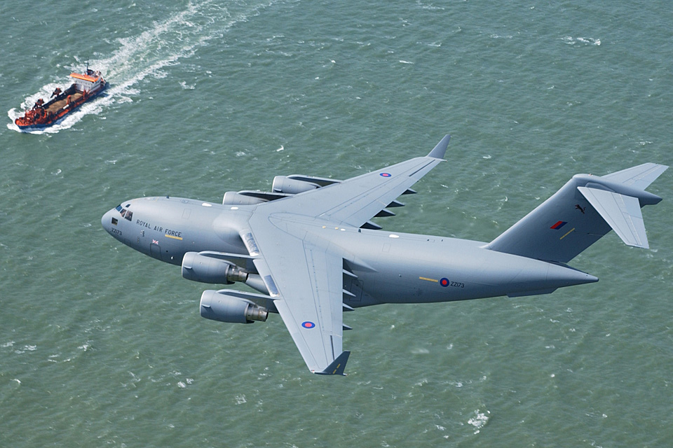 An RAF C-17 in flight