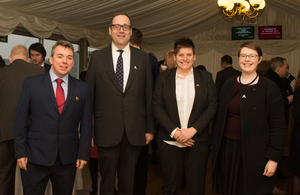 Host Richard Harrington MP, with employers (left to right) Andrew Brodie, Faccenda; Elaine Everitt Smith, Leonard Cheshire Disability; and Mair Roberts, Screwfix/Kingfisher