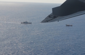 Aerial view of vessels near Chile.