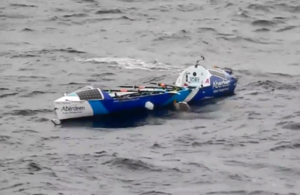 Ocean rowing boat Toby Wallace drifting after it was abandoned
