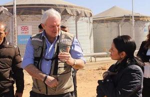 Priti Patel and UN OCHA's Stephen O'Brien pictured at the Azraq refugee camp in Jordan last week.