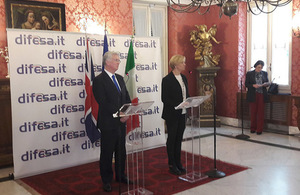 Defence Secretary Sir Michael Fallon today met with his Italian counterpart Roberta Pinotti. Picture: British Embassy Rome.