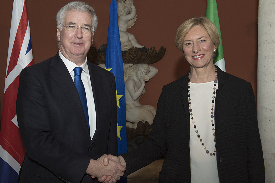 Defence Secretary Sir Michael Fallon today met with his Italian counterpart Roberta Pinotti. Picture: Ministero della Difesa Italiana - Ufficio Pubblica Informazione.