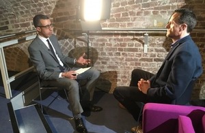 Matthew Taylor (right) interviewed by Kamal Ahmed, BBC Economics editor