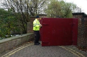 Image shows the current flood gates at Yarm being closed