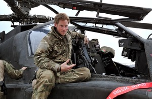 Prince Harry in an Apache attack helicopter