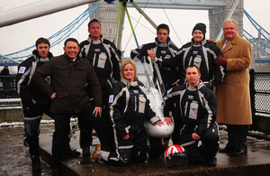 Members of the Flying for Freedom Antarctic team with Lord Digby Jones (right) and former England rugby international and ex-RAF pilot Rory Underwood [Picture: Copyright David Devins 2013]