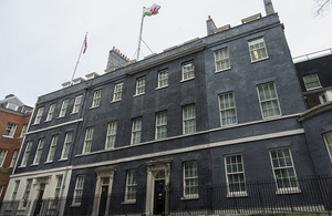 Welsh flag flying over 10 Downing Street