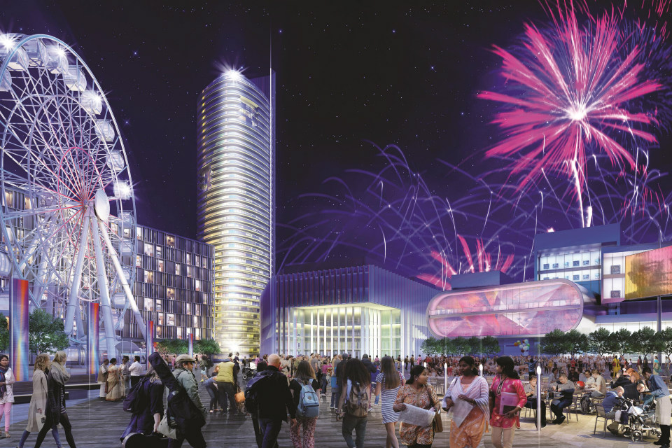 Impression of a night festival at the new Birmingham Smithfield development © Birmingham City Council