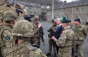 Defence Secretary Sir Michael Fallon confirmed that the Army’s future is secure in Brecon during a visit to the Welsh town today. Crown Copyright.