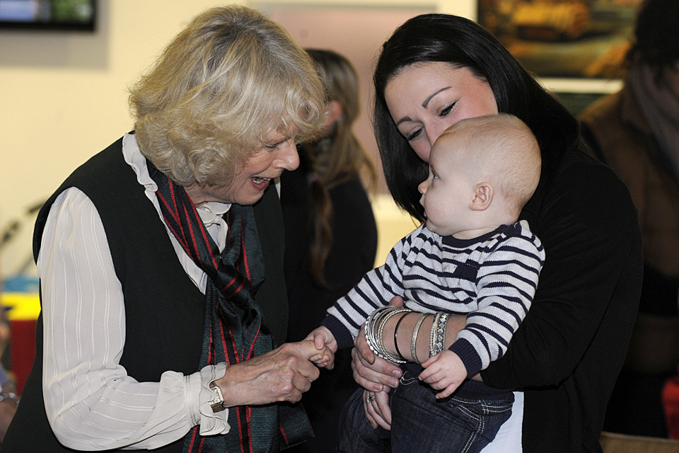 The Duchess of Cornwall meeting a soldier's' family