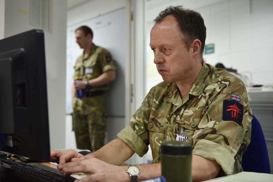 Colonel Kenyon working during the exercise. Crown Copyright. Photo: Lee Goddard. All rights reserved.
