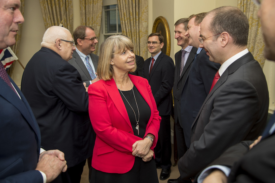 Defence Minister Harriett Baldwin and her French counterpart Laurent Collet-Billon meeting with members of the French and British project teams from MBDA.