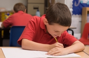 Boy taking test