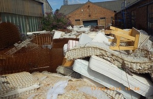 Waste mattresses found at a site in Norwich