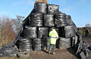 Illegally dumped baled waste