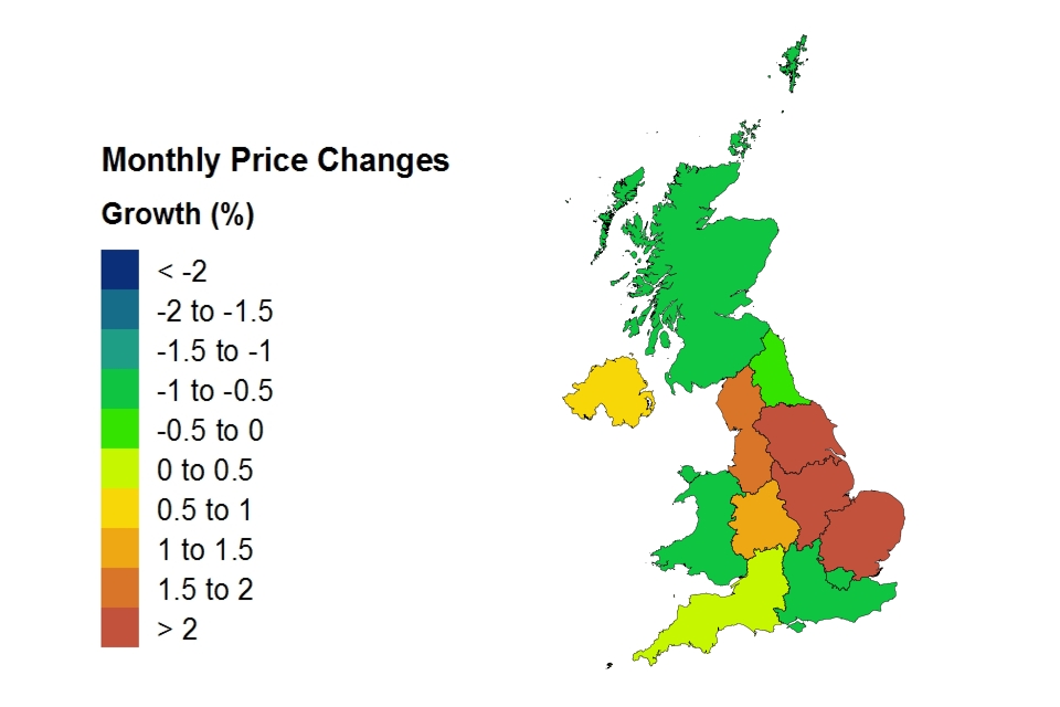 Price changes by country and government office region