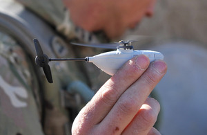 A Black Hornet Nano Unmanned Air Vehicle [Picture: Sergeant Rupert Frere RLC, Crown Copyright/MOD 2013]