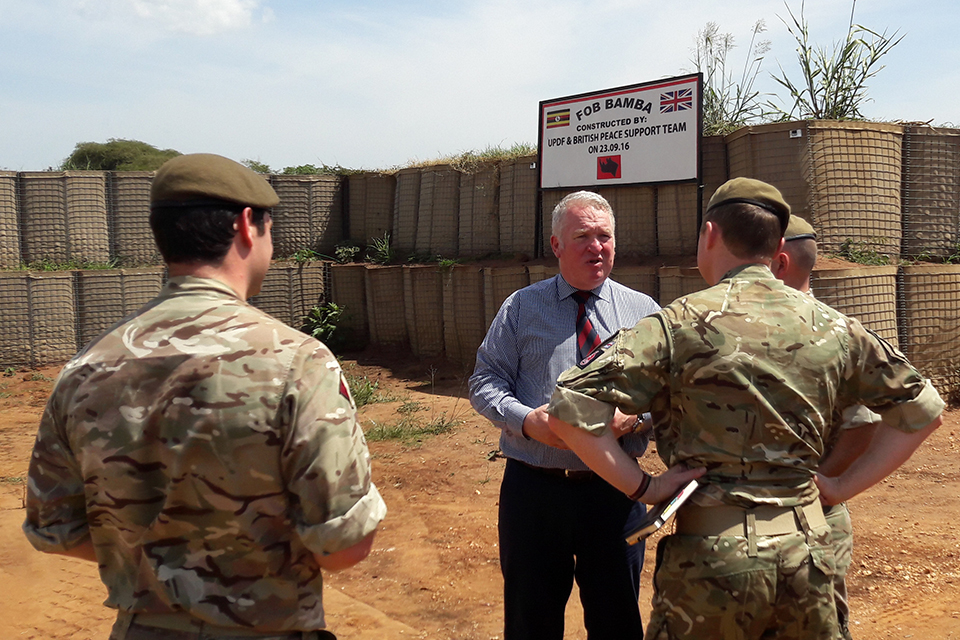 In Uganda, Armed Forces Minister Mike Penning met UK troops supporting pre-deployment training for the African Union Mission in Somalia. Crown Copyright.