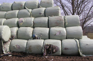 Stock photo of waste bales dumped on a farm by waste criminals