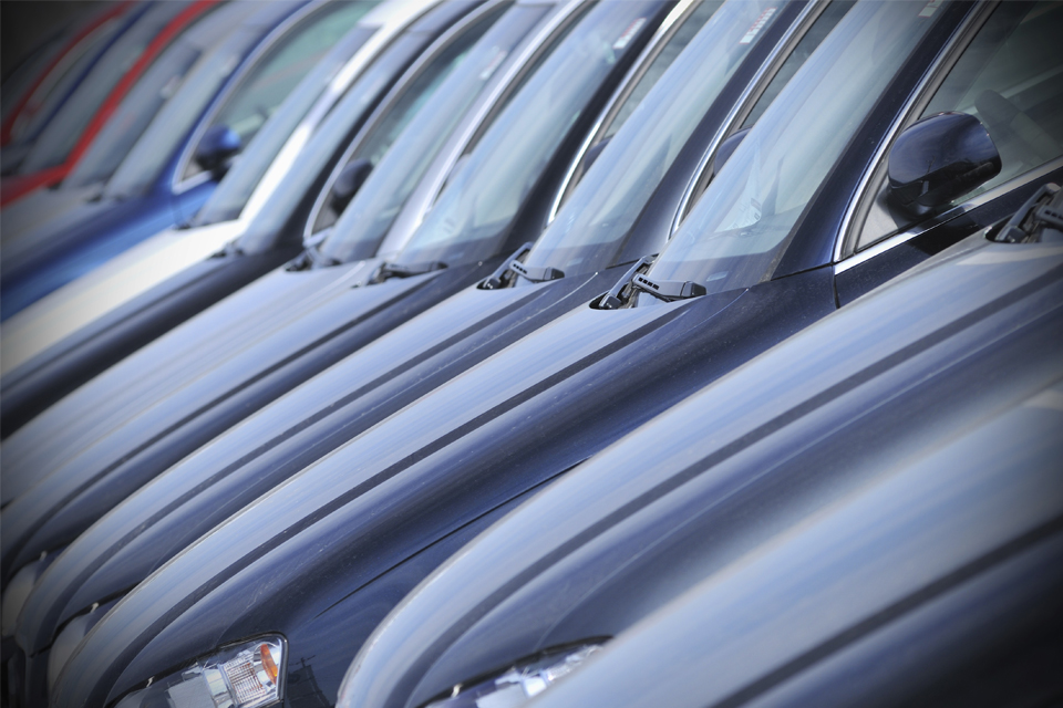 Image of row of car bonnets