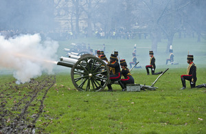 Members of the King's Troop Royal Horse Artillery firing a 41-gun salute in Green Park in London [Picture: Sergeant Jez Doak, Crown Copyright/MOD 2013]