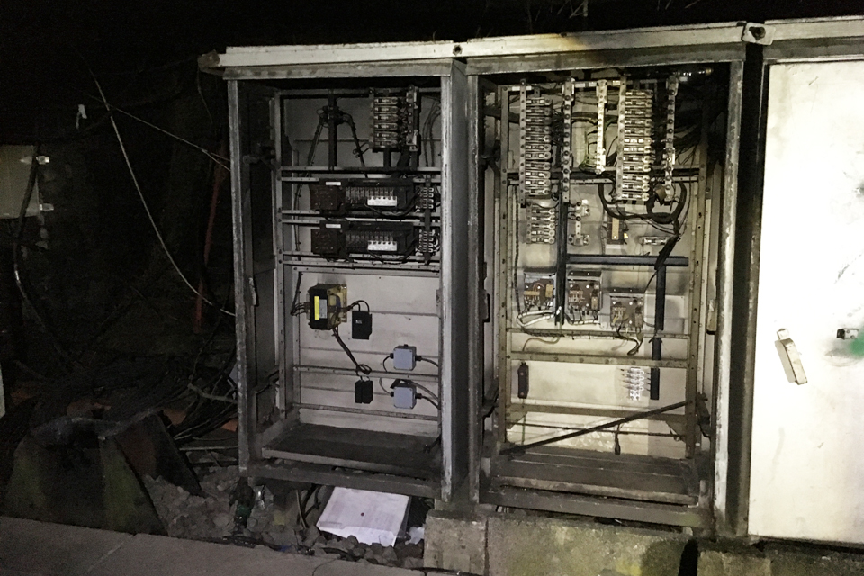 Two location cabinets with missing doors (image courtesy of Network Rail)